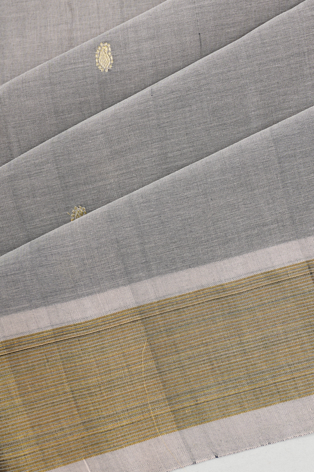 Paithani Cotton Butta Grey Saree