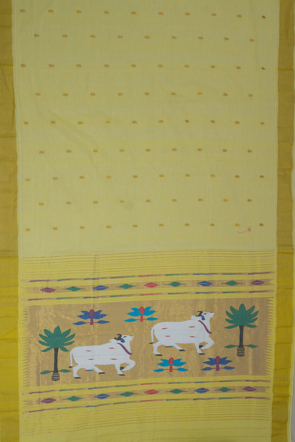 Paithani Cotton Butta Green Saree