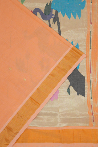 Paithani Cotton Butta Orange Saree