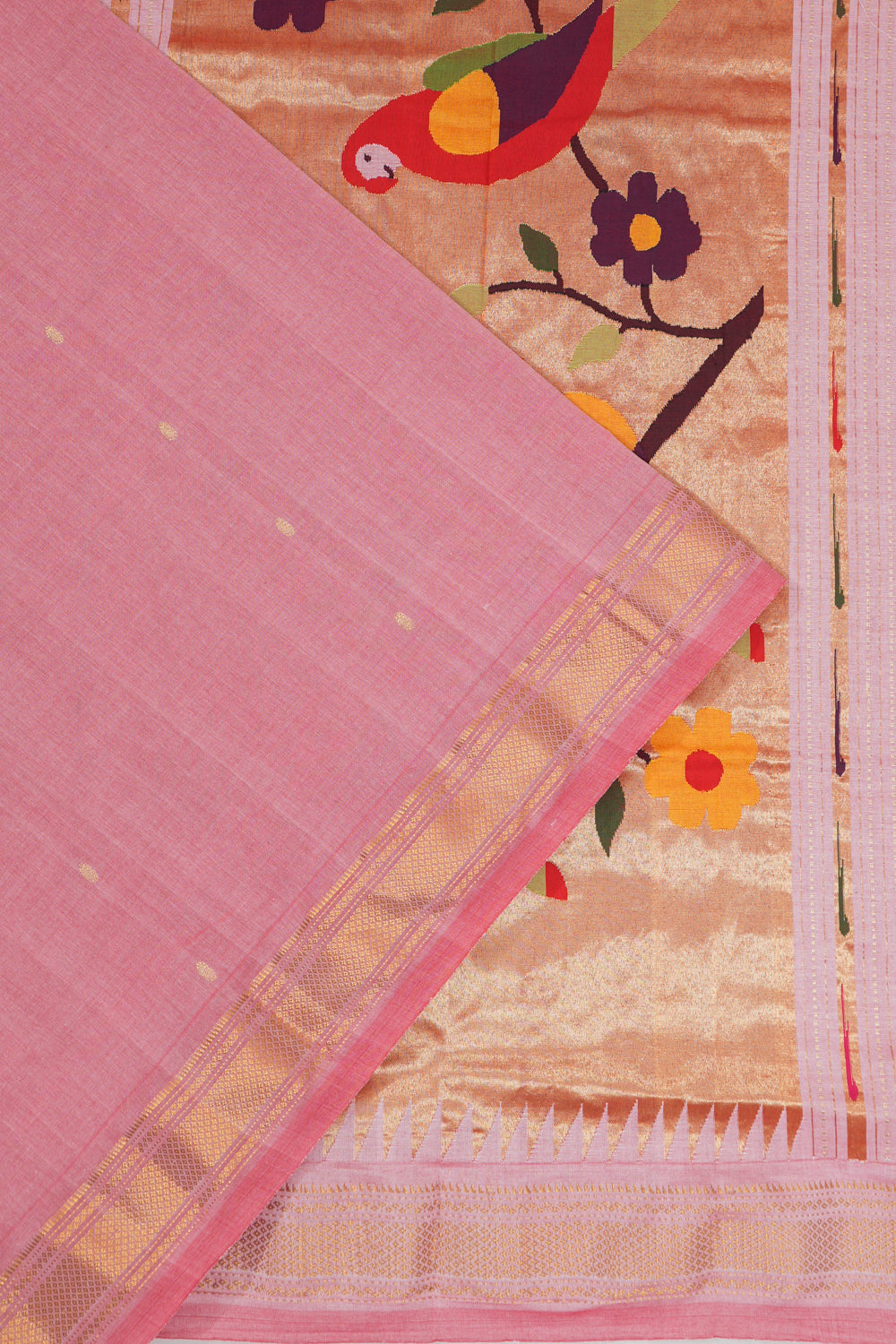 Paithani Cotton Butta Pink Saree