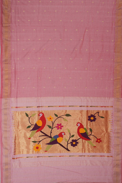 Paithani Cotton Butta Pink Saree