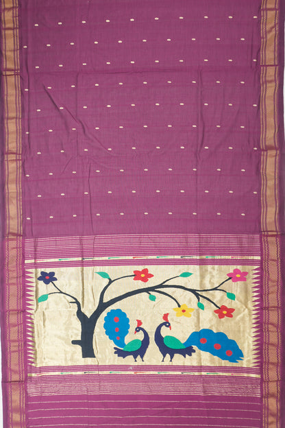 Paithani Cotton Butta Purple Saree