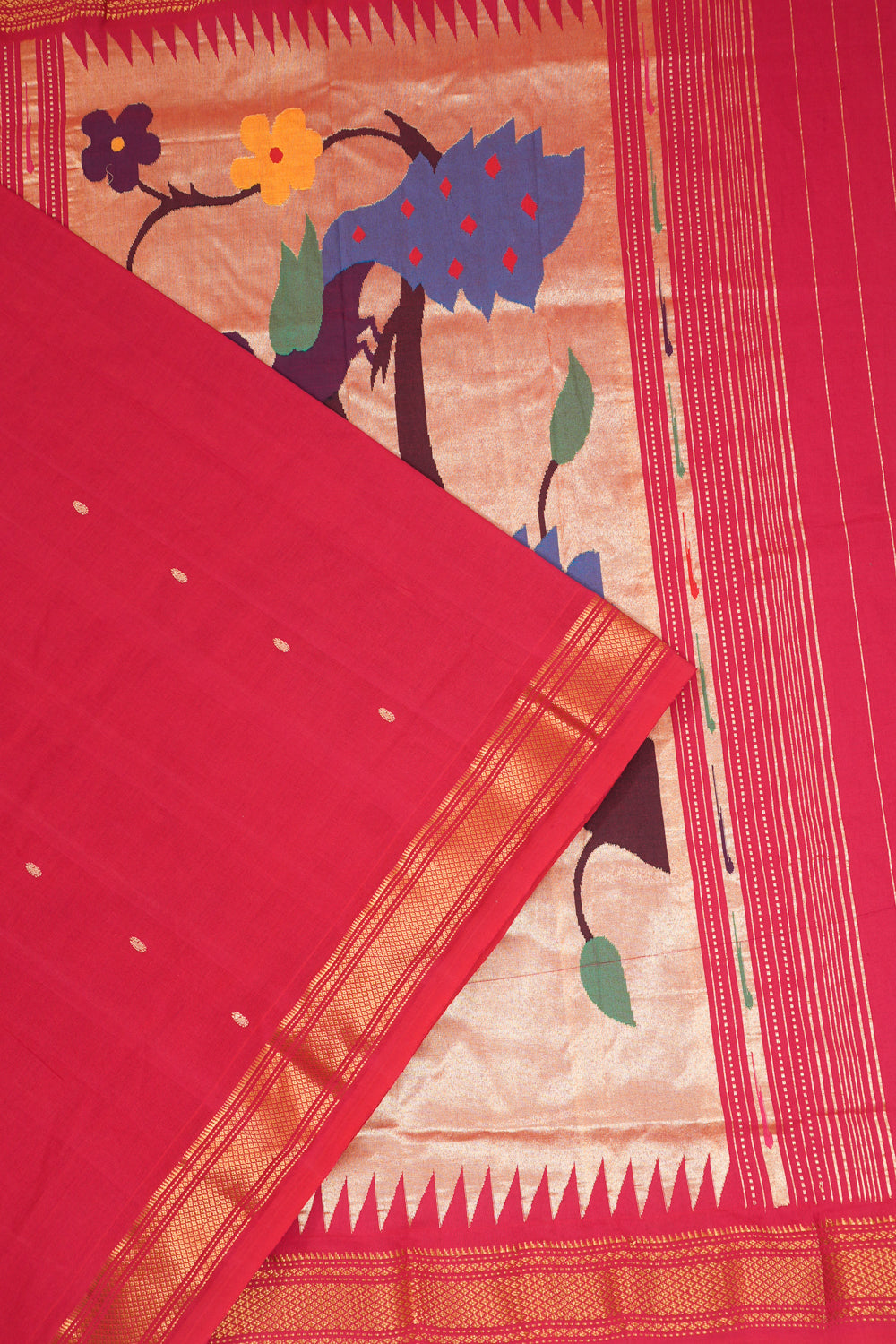 Paithani Cotton Butta Pink Saree