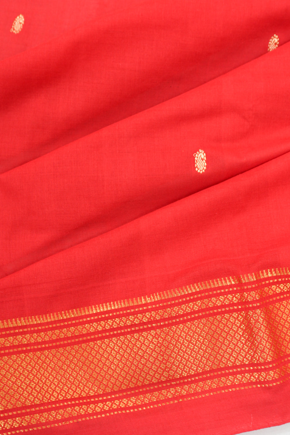 Paithani Cotton Butta Red Saree