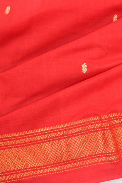 Paithani Cotton Butta Red Saree