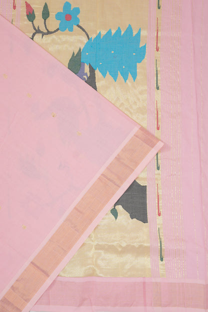 Paithani Cotton Butta Baby Pink Saree
