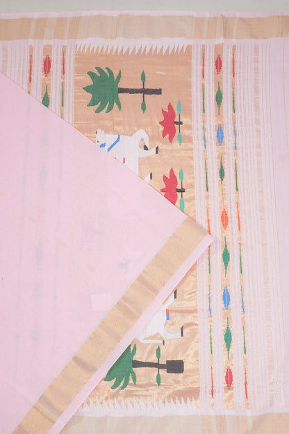 Paithani Cotton Butta Baby Pink Saree