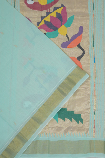 Paithani Cotton Butta Blue Saree