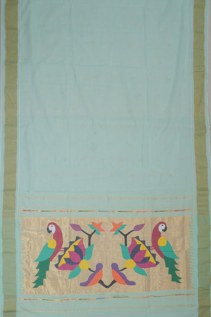 Paithani Cotton Butta Blue Saree