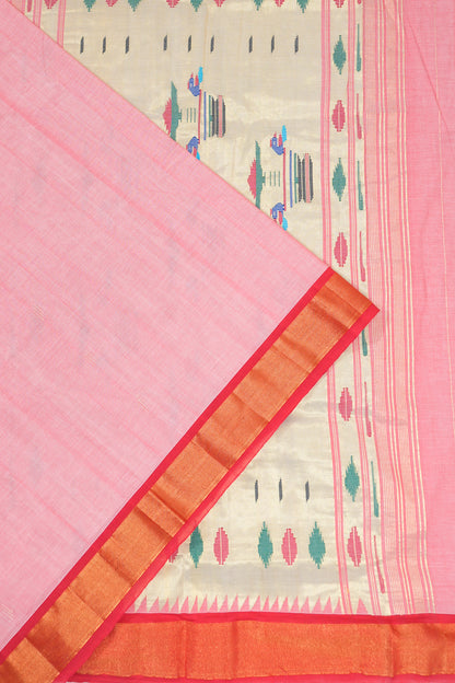 Paithani Cotton Butta Pink Saree