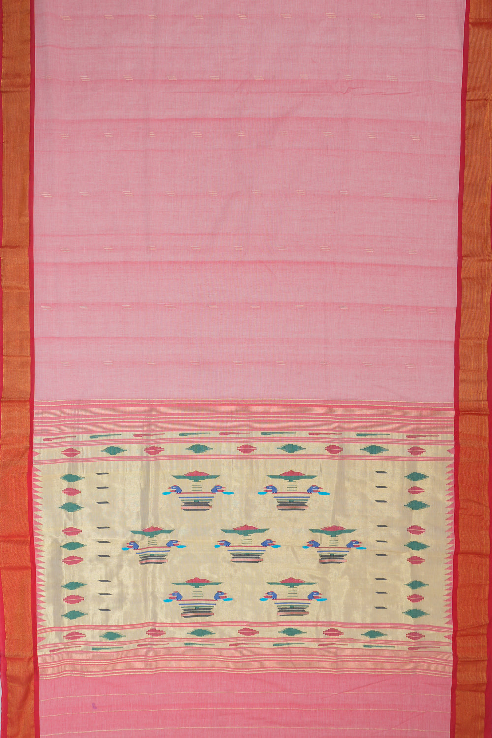 Paithani Cotton Butta Pink Saree