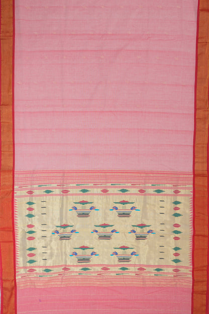 Paithani Cotton Butta Pink Saree