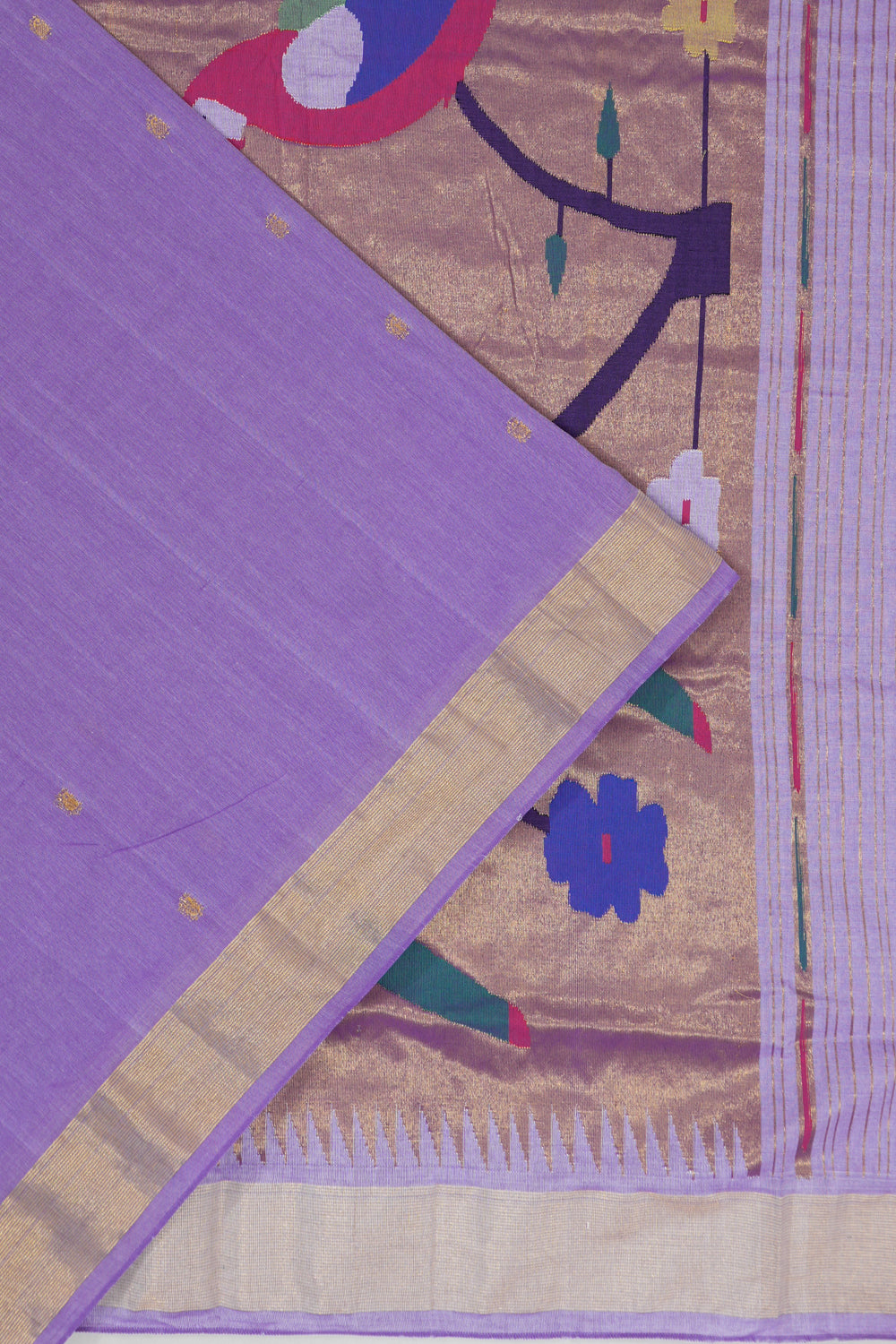 Paithani Cotton Butta Lavender Saree