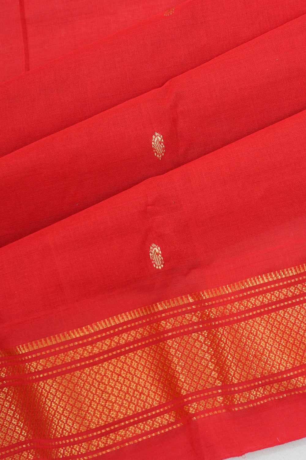Paithani Cotton Butta Red Saree