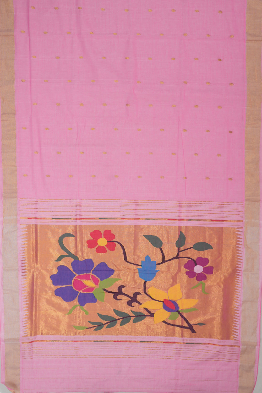 Paithani Cotton Butta Pink Saree