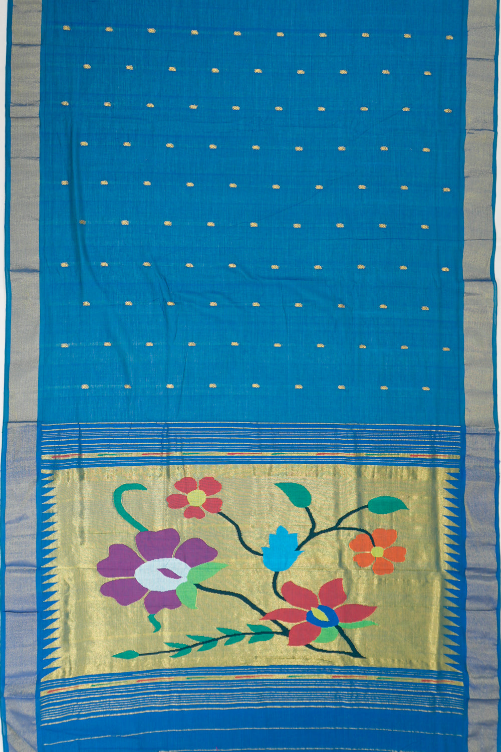 Paithani Cotton Butta Blue Saree