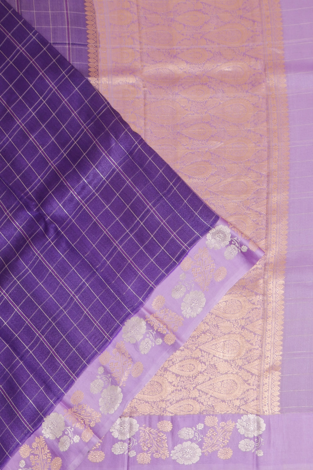 Banarasi Kora Organza Brocade Purple Saree