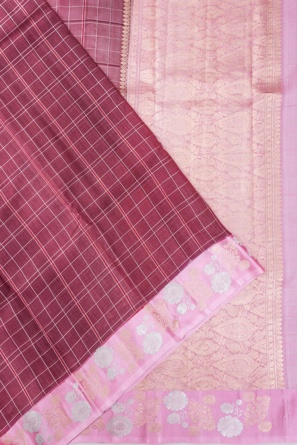 Banarasi Kora Organza Brocade Purple Saree