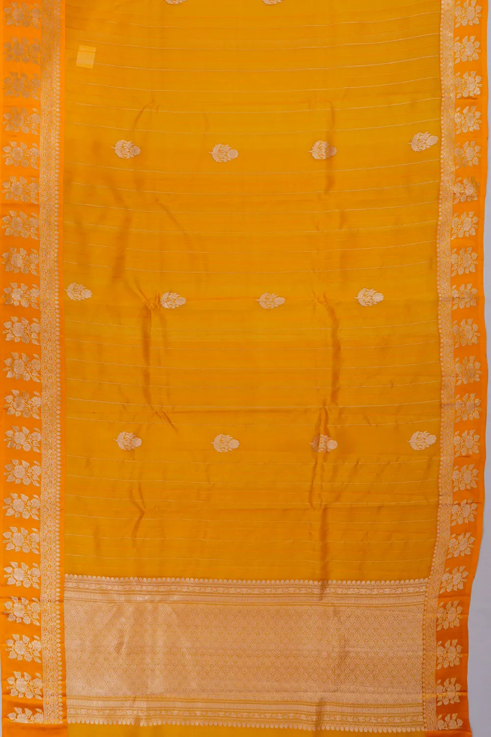Banarasi Kora Organza Brocade Yellow Saree