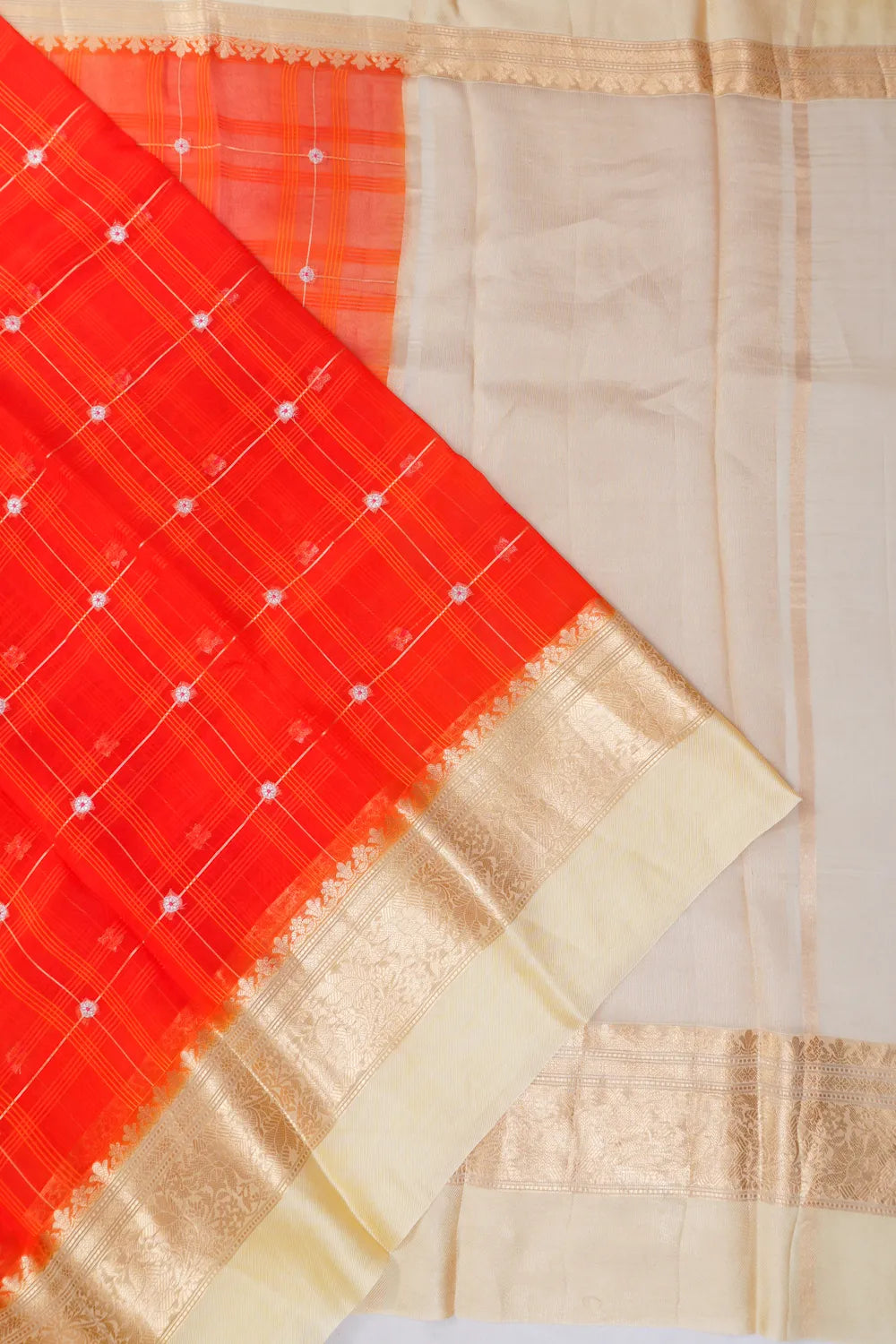 Banarasi Kora Organza Brocade Orange Saree