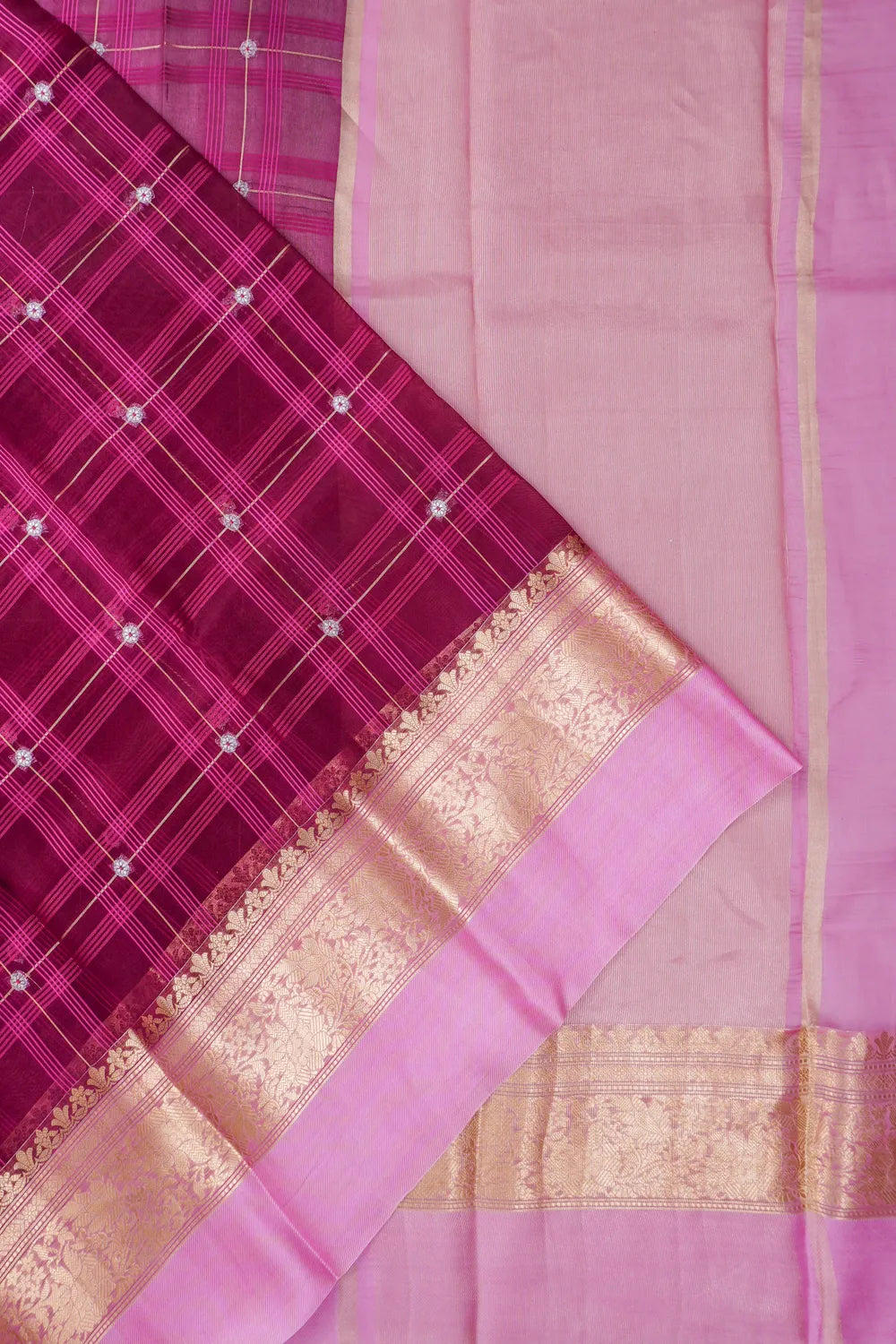 Banarasi Kora Organza Brocade Purple Saree