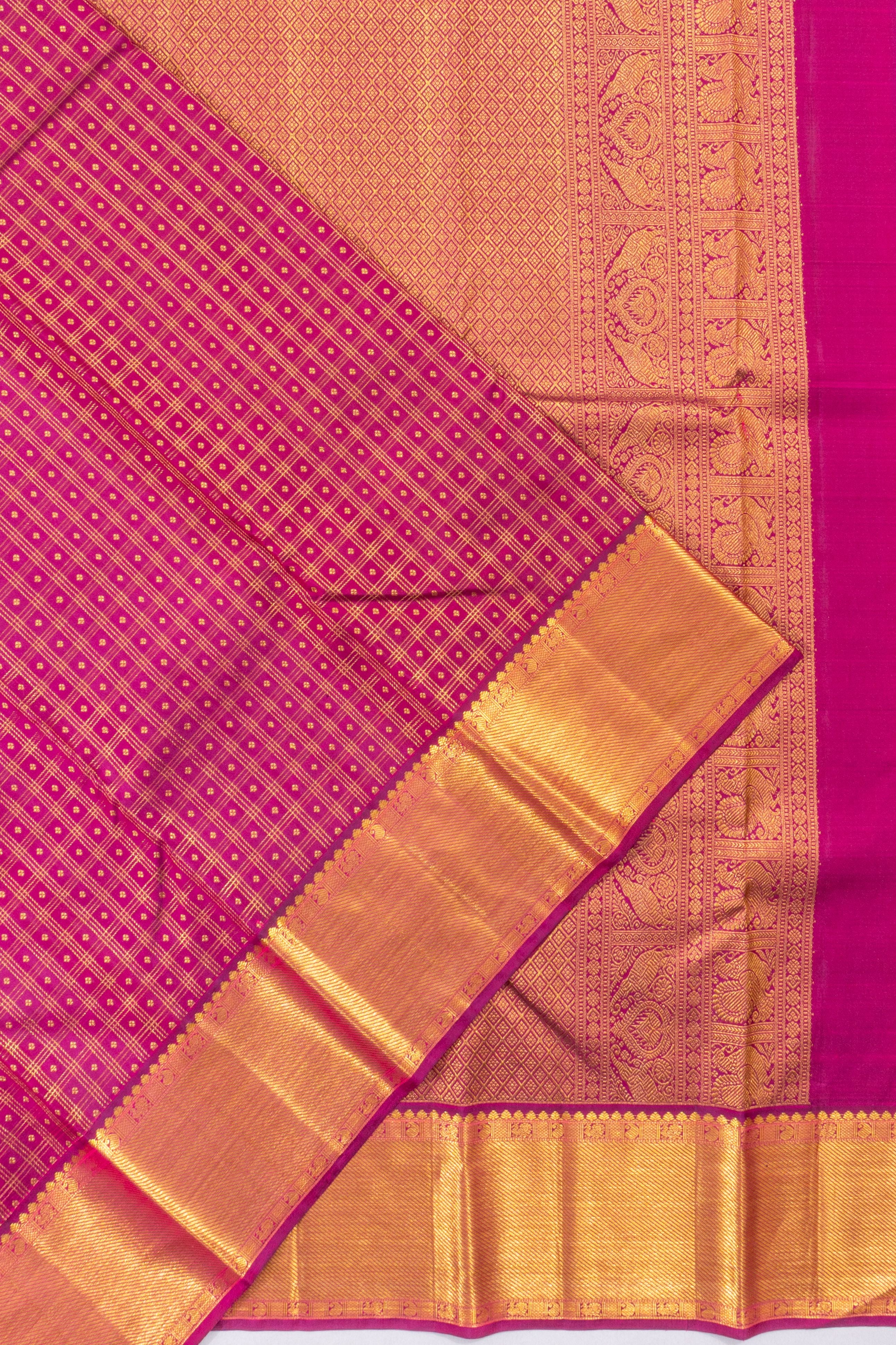 Taranga Kanchi Silk Checks And Butta Purple Saree