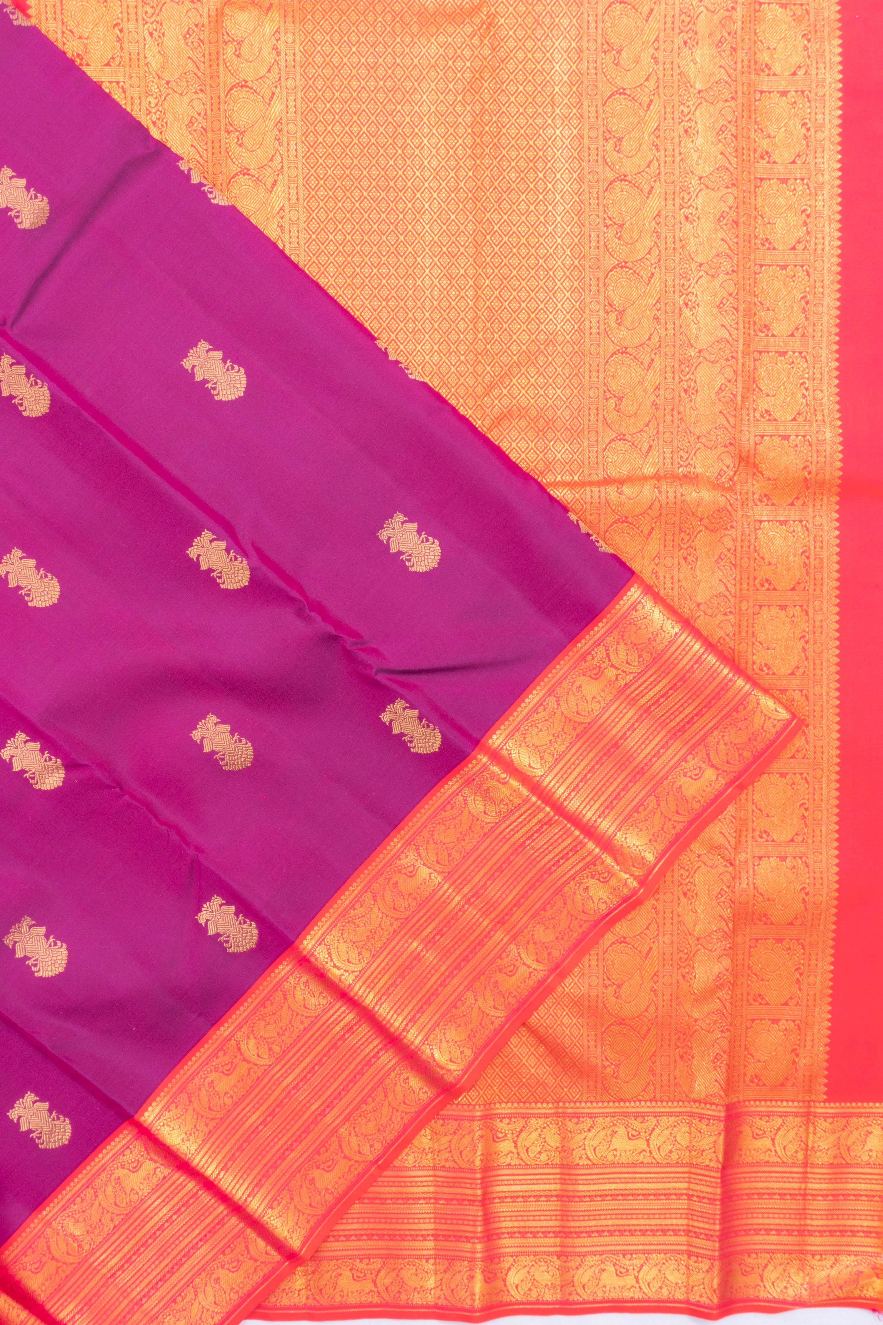Taranga Kanchi Silk Butta Magenta Saree