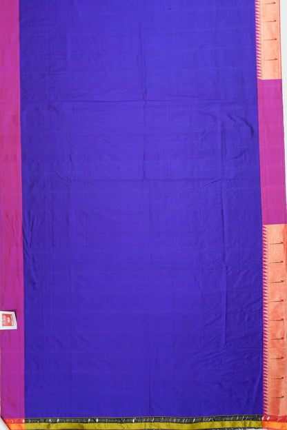 Paithani Silk Butta Blue Saree With Single Muniya Border