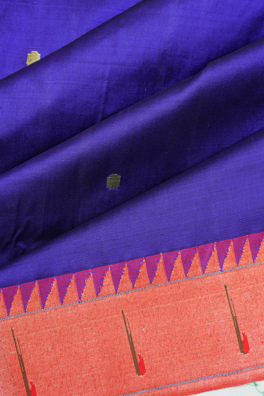 Paithani Silk Butta Blue Saree With Single Muniya Border