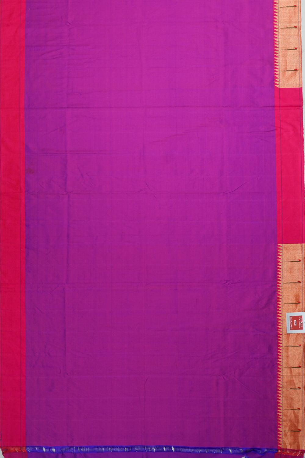 Paithani Silk Butta Purple Saree With Single Muniya Border