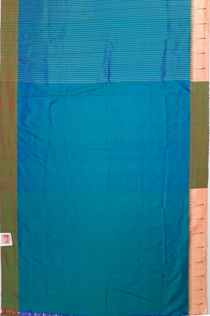 Paithani Silk Lines Sky Blue Saree With Single Muniya Border