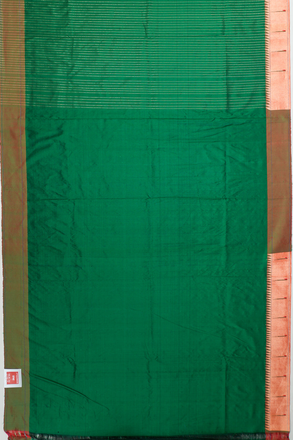 Paithani Silk Lines Sky Green Saree With Single Muniya Border