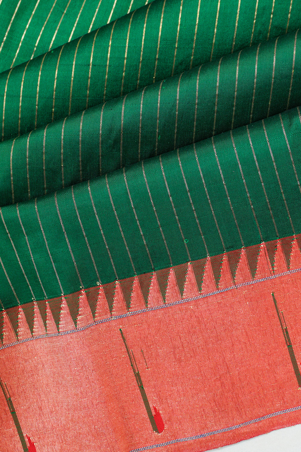 Paithani Silk Lines Sky Green Saree With Single Muniya Border