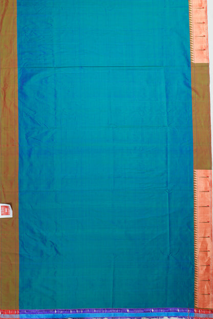 Paithani Silk Butta Blue Saree With Single Muniya Border