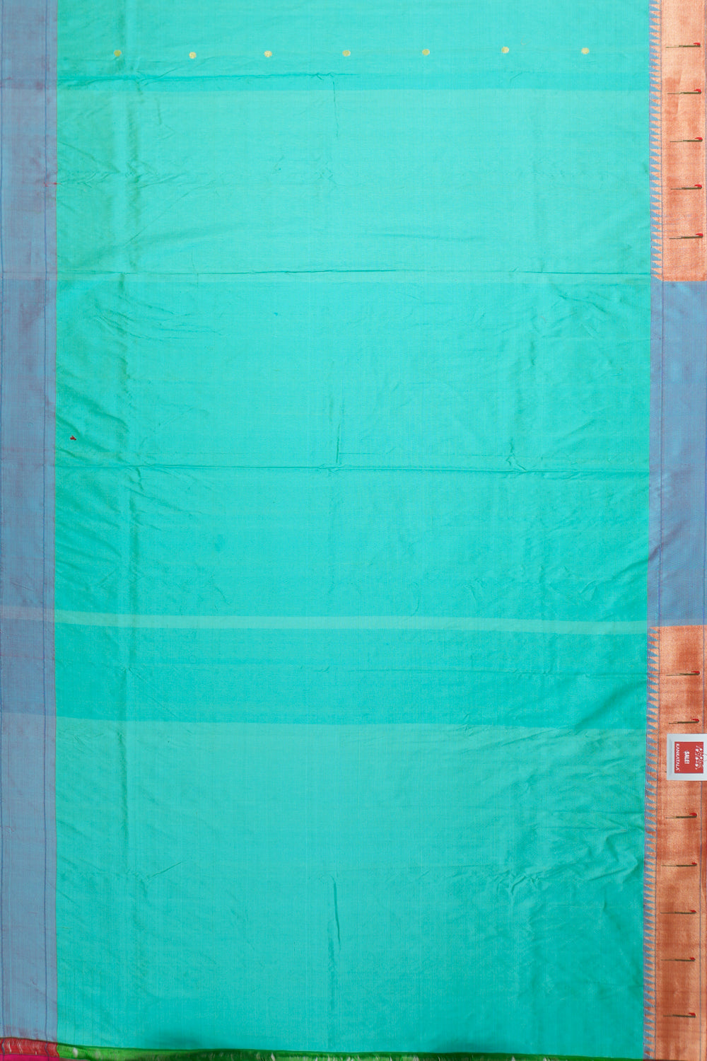 Paithani Silk Butta Sky Blue Saree With Single Muniya Border
