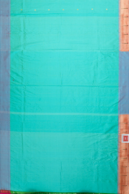 Paithani Silk Butta Sky Blue Saree With Single Muniya Border