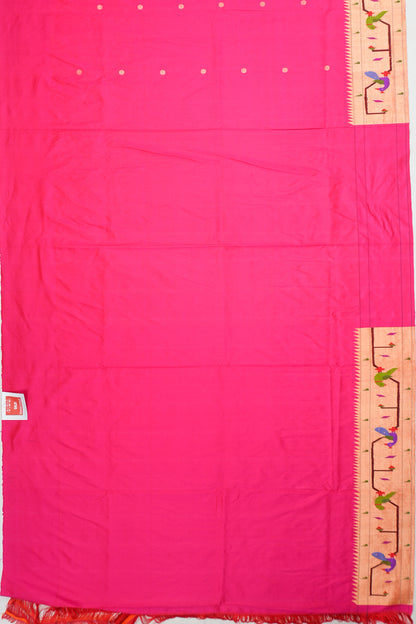 Paithani Silk Butta Pink Saree With Akruthi Border