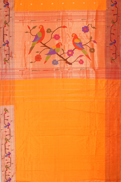 Paithani Silk Butta Green Saree With Akruthi Border