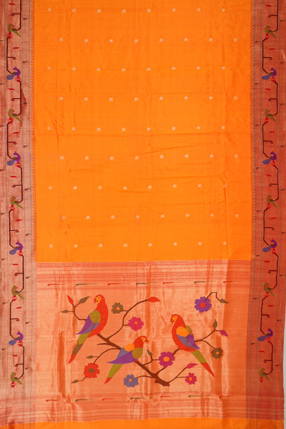 Paithani Silk Butta Green Saree With Akruthi Border