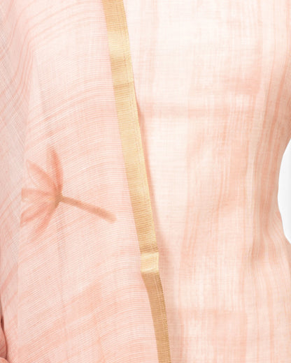 Linen Lines And Butta Baby Pink Salwar Suit Set Set W/O Bottom