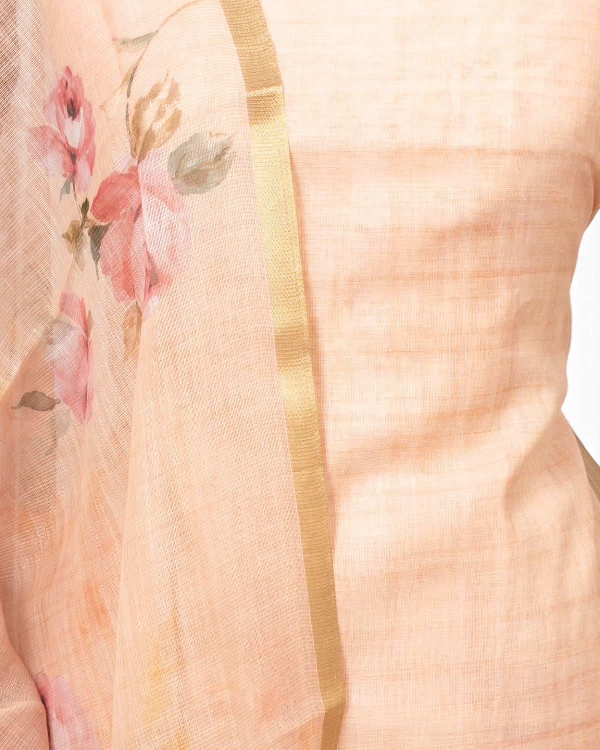 Linen Lines And Butta Baby Pink Salwar Suit Set Set W/O Bottom