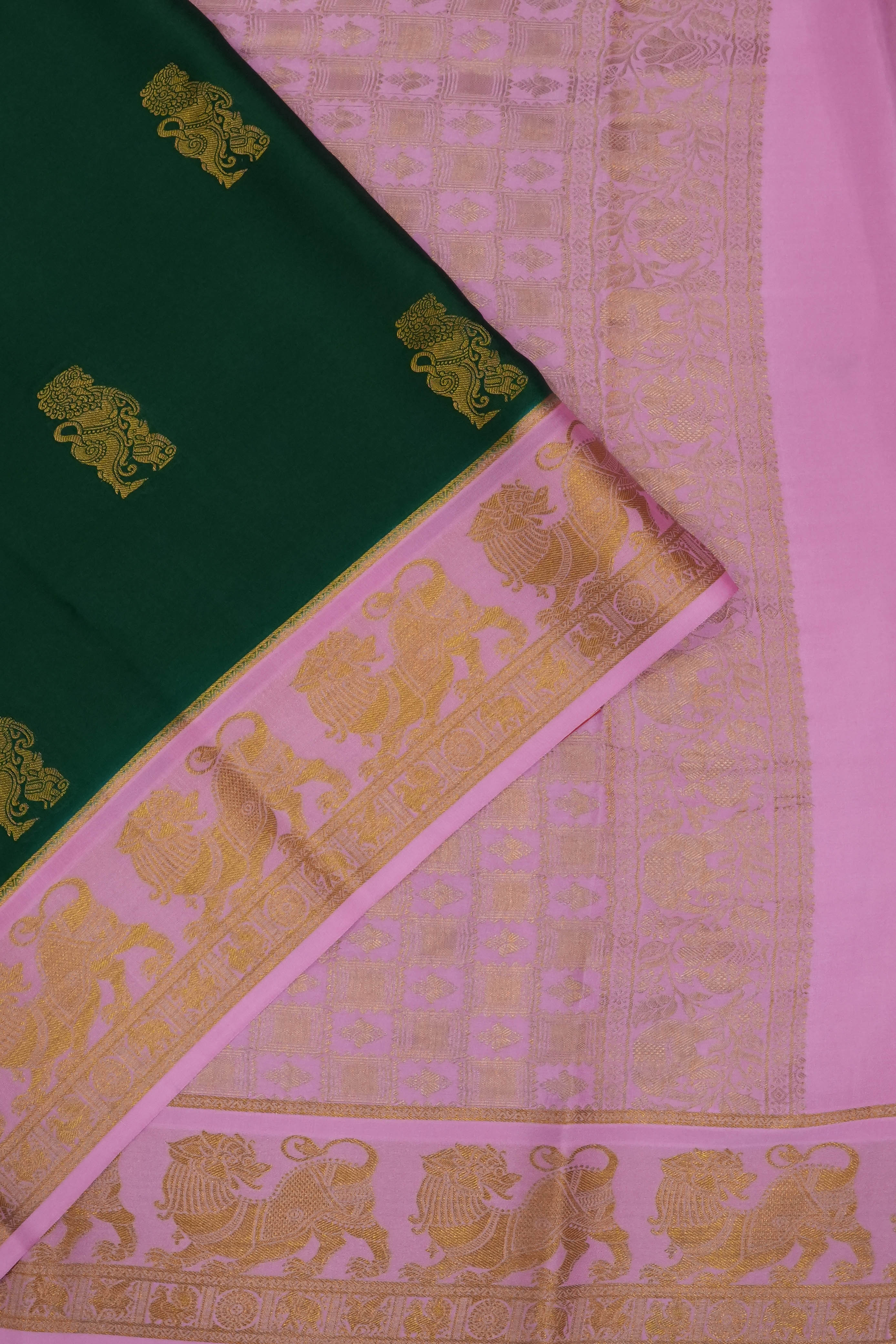 Mysore Silk Butta Green Saree