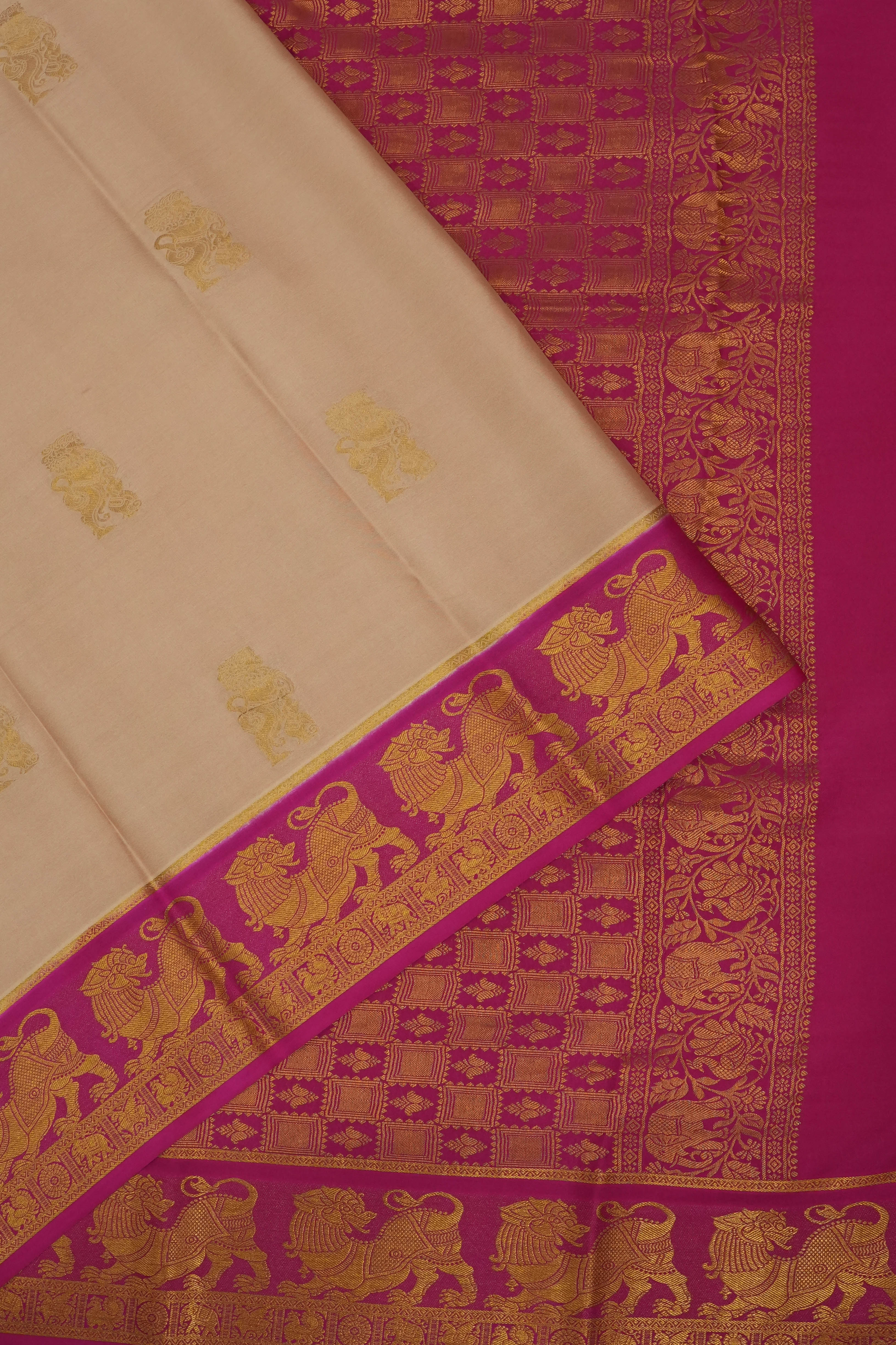 Mysore Silk Butta Beige Saree