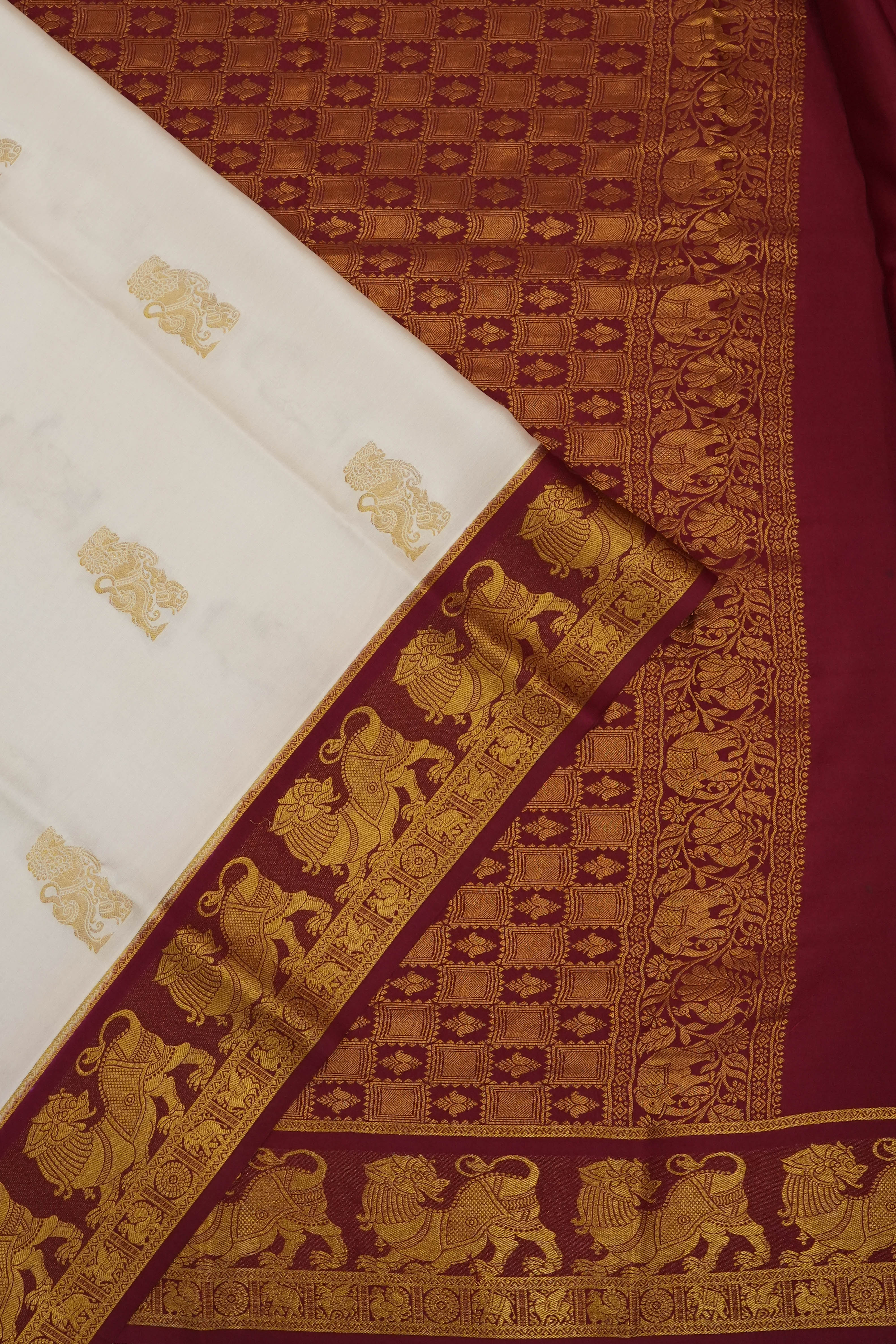 Mysore Silk Butta White Saree