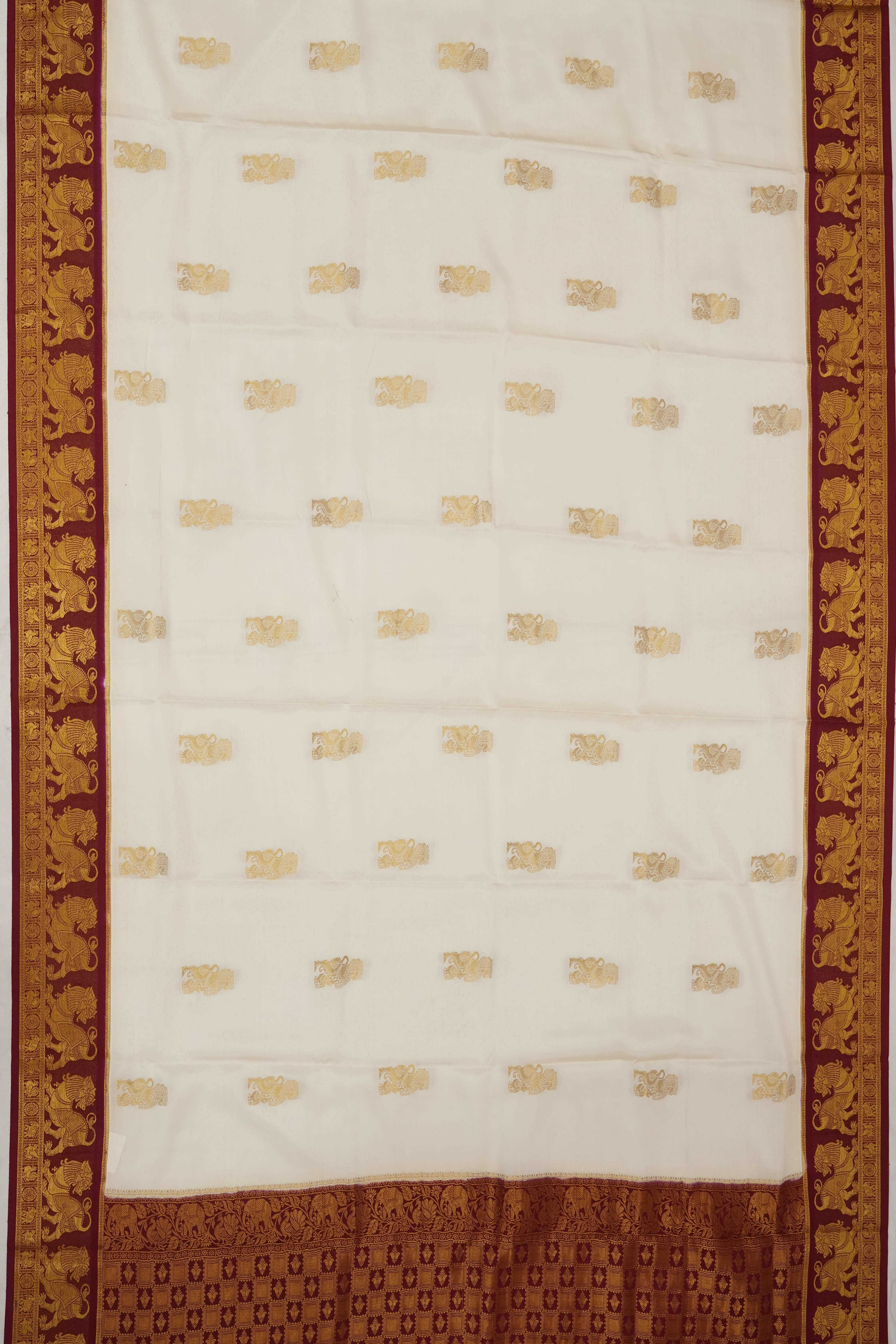 Mysore Silk Butta White Saree
