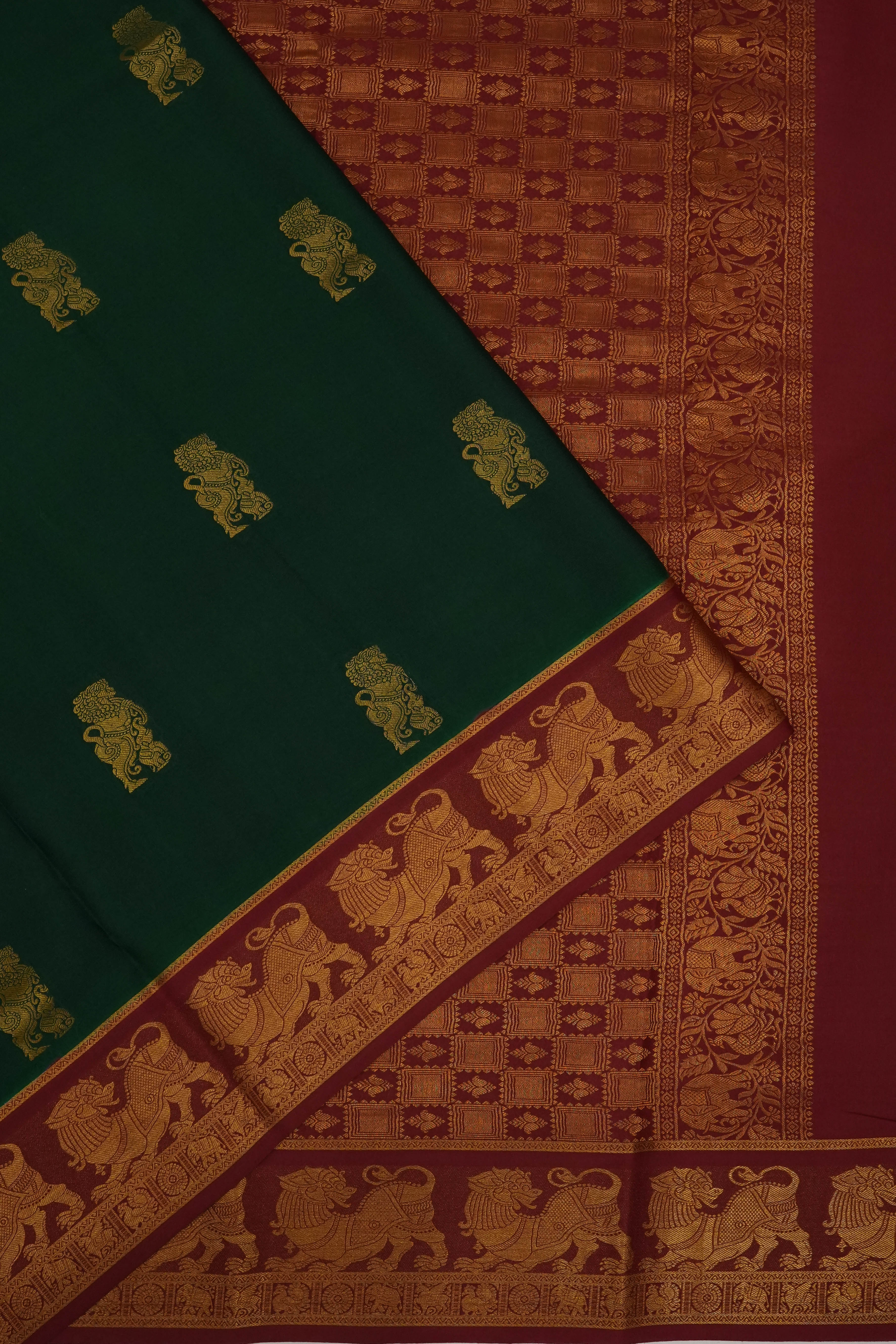 Mysore Silk Butta Green Saree