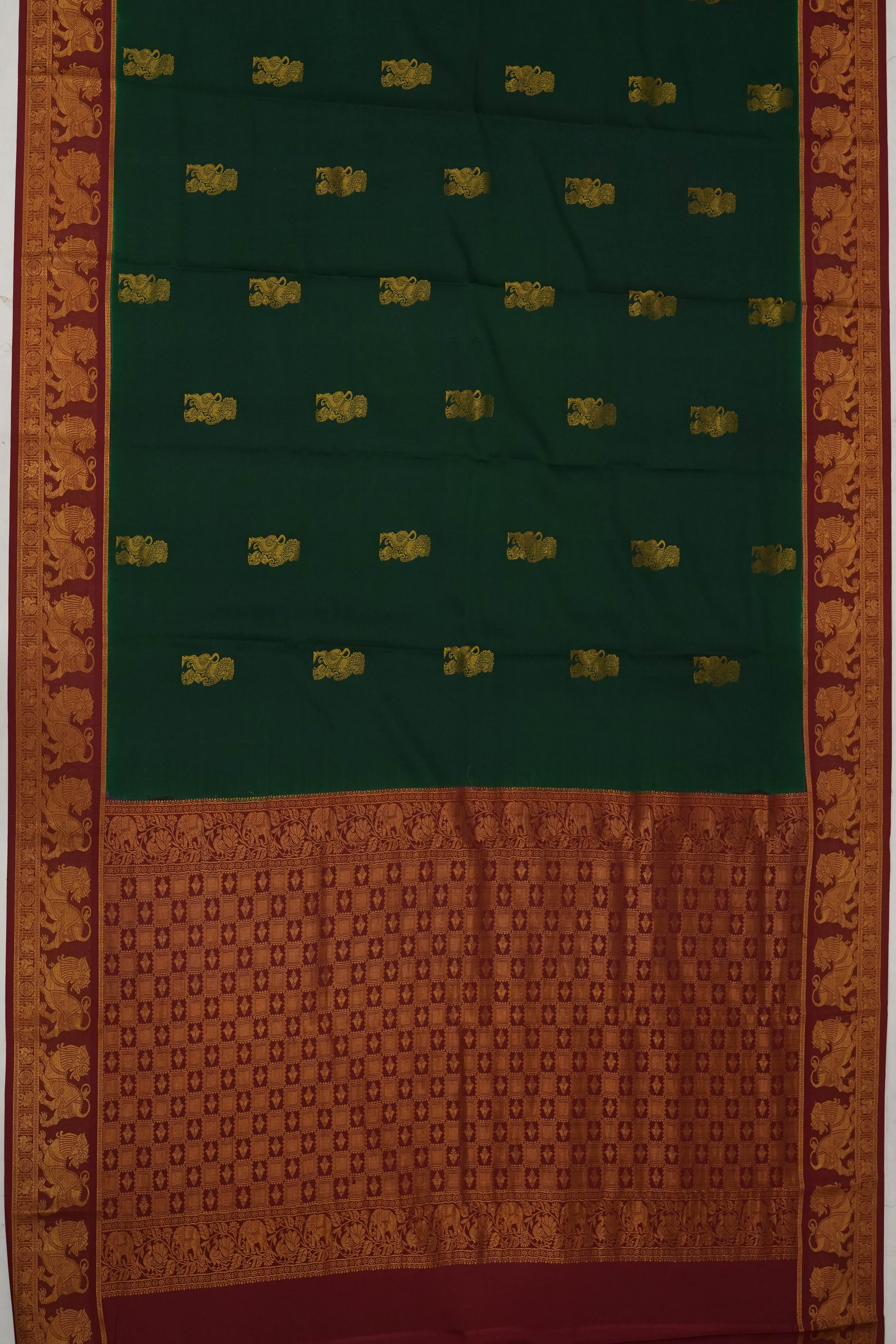 Mysore Silk Butta Green Saree