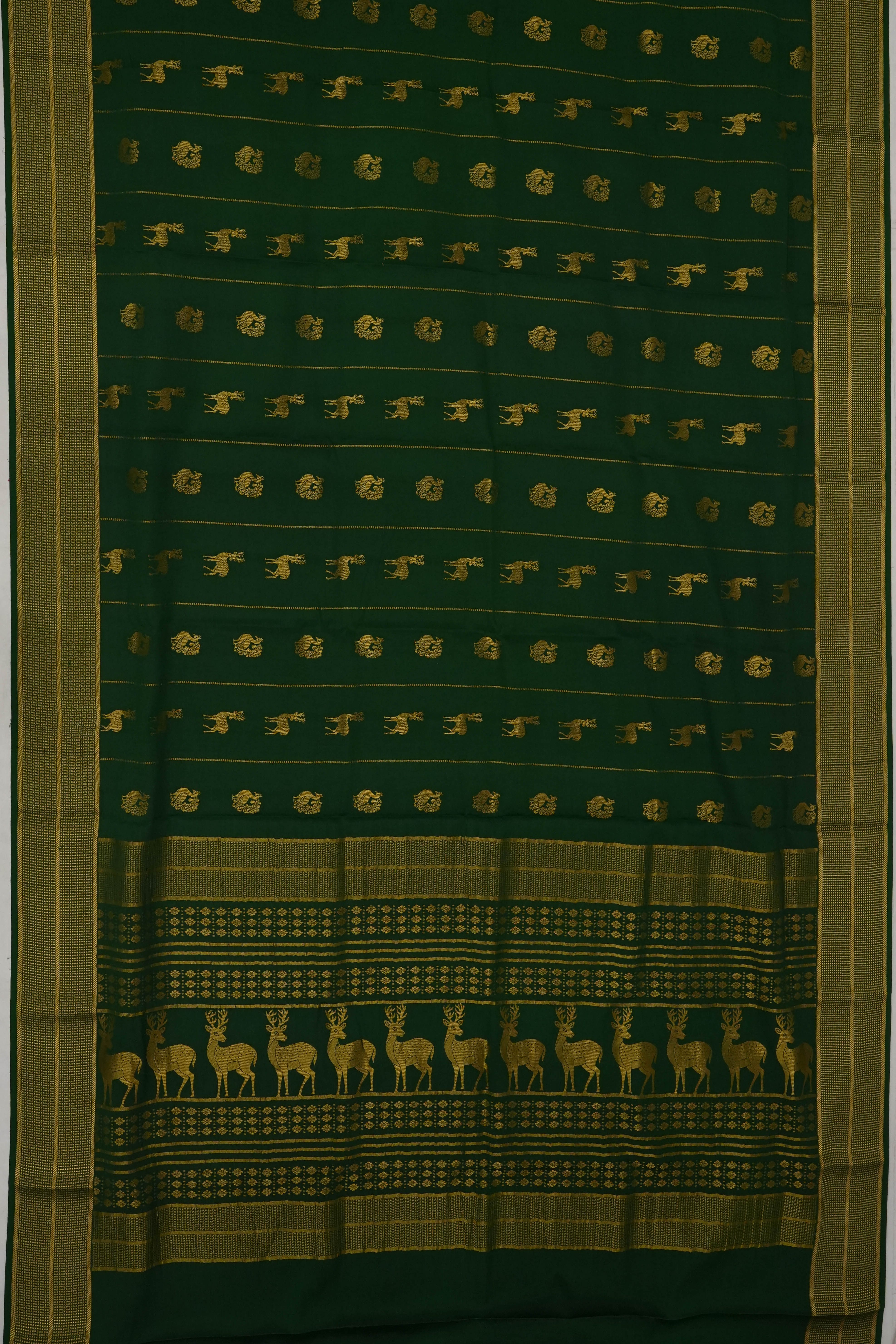 Mysore Silk Butta Green Saree