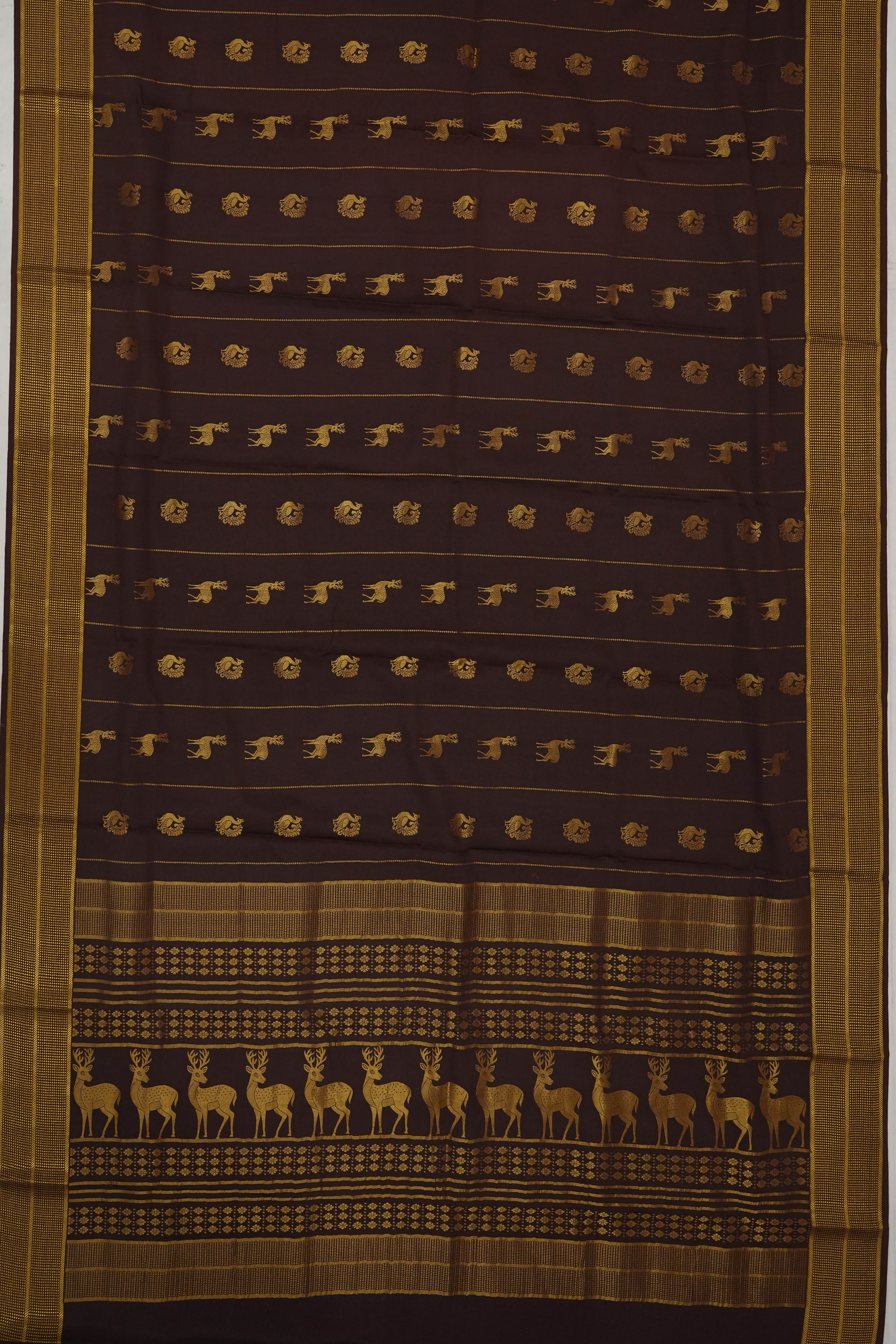 Mysore Silk Butta Brown Saree