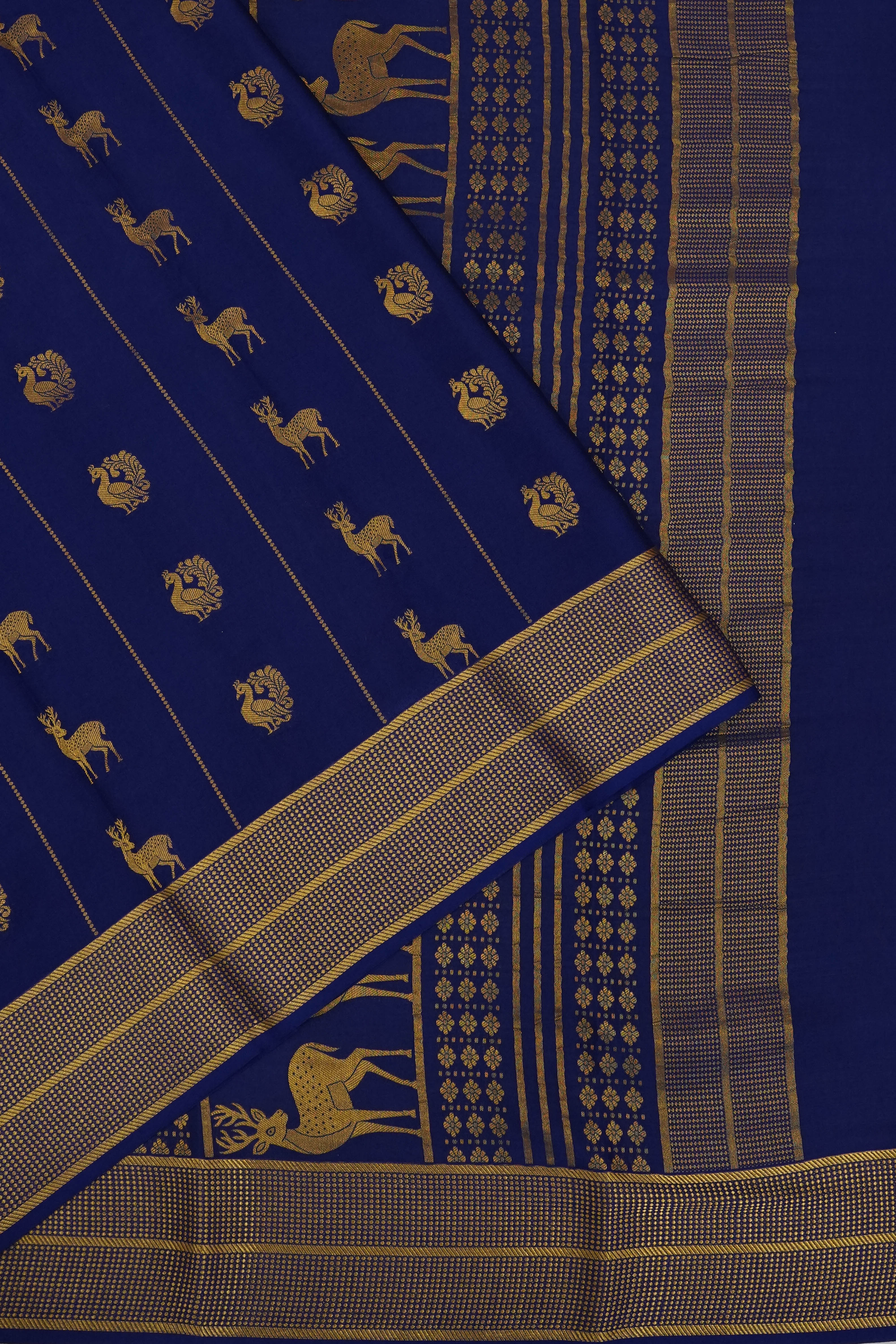 Mysore Silk Butta Royal Blue Saree